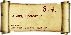 Bihary András névjegykártya