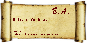 Bihary András névjegykártya